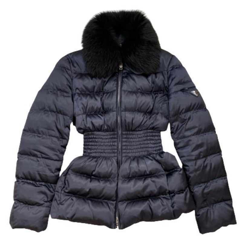 プラダ PRADA ネイビー フード付きダウンコート ジャケット PRADA