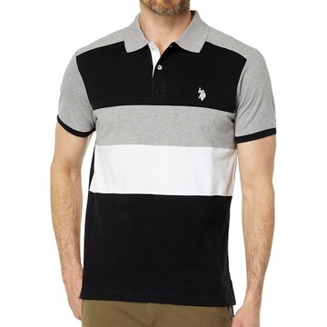 U.S. POLO 男條紋拼色馬球衫