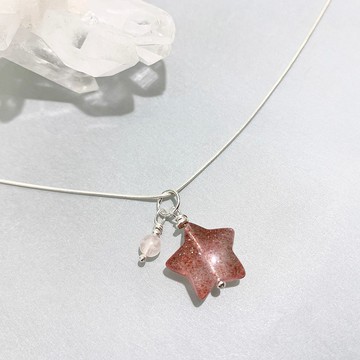 Ops strawberry Quartz  silver necklace - 草莓晶/星星/純銀