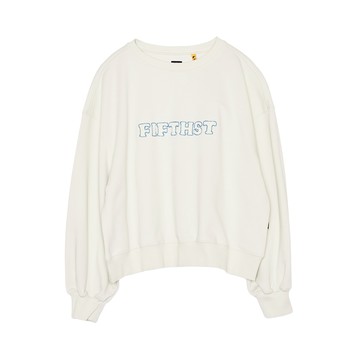 5th STREET｜女裝｜毛巾繡寬版長袖T恤｜淺卡其