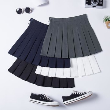 百褶裙短裙女夏ins春秋學院風小個子A字高腰顯瘦遮肚半身bm裙子