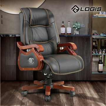 辦公椅/電腦椅/皮椅 阿伯特真皮主管辦公椅【LOGIS邏爵】【DIY-1001】