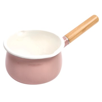 HOLA 和樂家居 時尚琺瑯單柄湯鍋  15cm  櫻花粉  1個