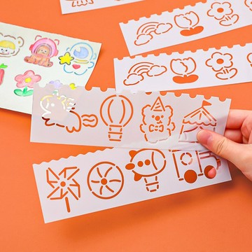 [Hare.D]卡通簍空手繪尺 繪畫尺 填色模板 圖形尺 描邊尺 萬花尺 繪畫模板 花邊尺 DIY 噴花模板 手帳