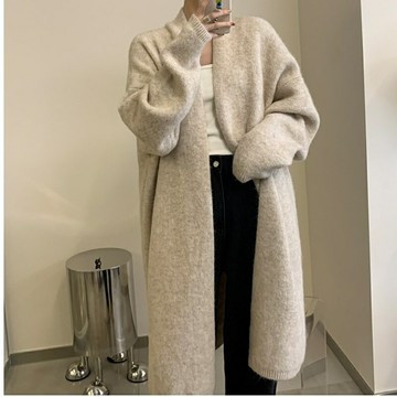 【巴黎精品】現貨+預購 針織衫毛衣外套-簡約長版純色寬鬆女外套2色p1az54