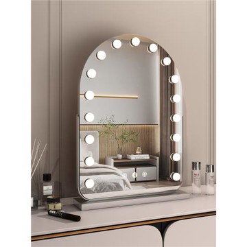 大號智能化妝鏡led臺式桌面帶燈梳妝鏡燈泡美妝鏡梳妝臺網紅鏡子