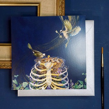 【金繼而生】藝術卡片01| 白頭翁&肋骨動物水彩賀卡