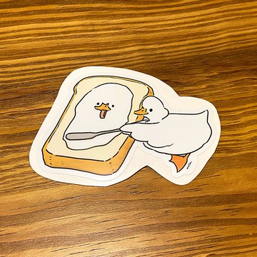 鴨子奶油吐司貼紙，防水、耐候
