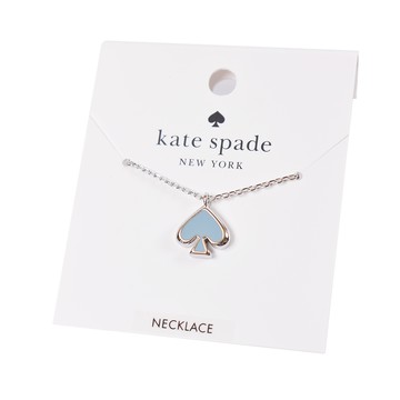 KATE SPADE 琺瑯桃心鎖骨鍊-天藍