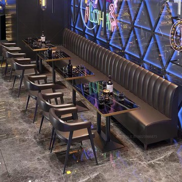 APP下單享點數9% 網紅奶茶店卡座簡約靠墻咖啡西餐廳沙發清酒吧KTV飯店桌椅組合