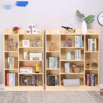 免運 開立發票  實木書架書柜置物收納落地學生兒童簡約現代多層原木家用組合簡易