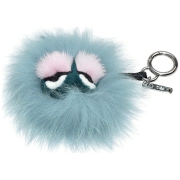 FENDI  Lagoon BAG BUG系列藍拼粉狐狸毛絨銀扣小怪獸吊飾/掛飾(藍色/粉)