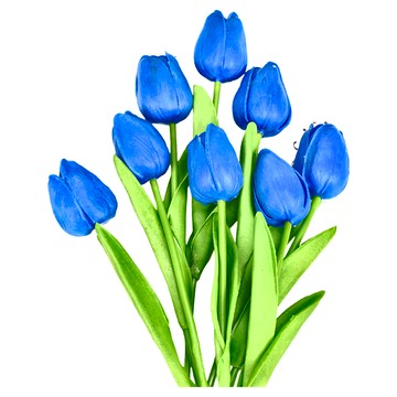 仿真鬱金香花 Set 10支 PU材質 總高 34cm  寶藍色