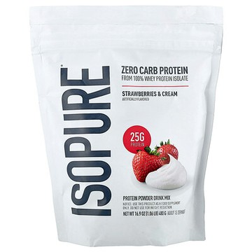 Isopure, 零碳水化合物蛋白質粉，草莓和奶油味，1.06 磅（480 克）