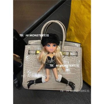 惡搞卡戴珊Remake貝茲娃娃潮酷冰川白灰色芭比粉鉑金包手提包女包