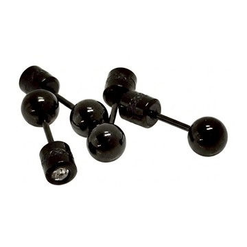 耀眼美人 小珠後鋯石鎖式耳環 Set 4個 blacksteelballscrew 5MM 可碰水/不易氧化  黑色