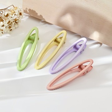 珠光壓夾2入-鏤空橢圓-6cm-多款任選