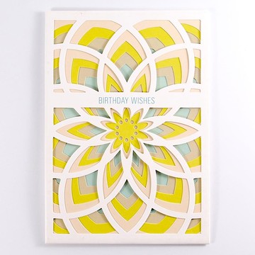 粉藍黃幾何陽光花【Up With Paper Luxe-立體切割卡片 生日祝福】