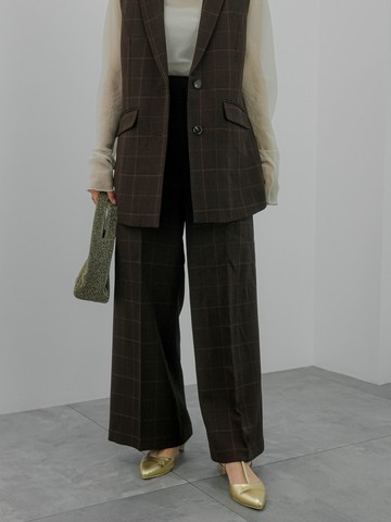 復古格紋俐落長褲(FC34L0F0180) - Te chichi