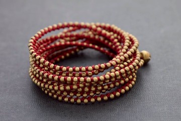 Maroon紅色黃銅黃銅編織手鐲手鐲