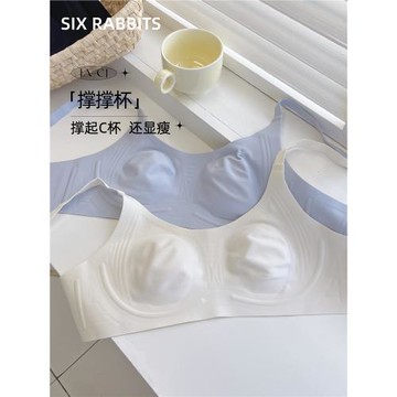 六只兔子紙片人無痕內衣女大胸顯小軟支撐文胸輕薄顯瘦無鋼圈胸罩