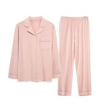 ParrotFashion 2025春秋新款 純棉睡衣女 開衫長袖套裝 簡約家居服 舒適百搭