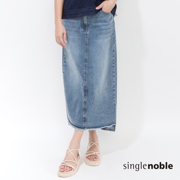 獨身貴族 率性簡約前短後長牛仔長裙(1色)