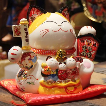 福緣家居客廳招財貓家內平安玄關擺件喬遷創意禮品家用陶瓷存錢罐