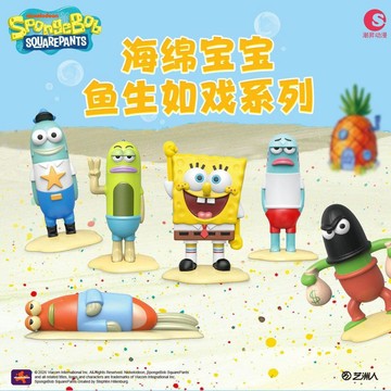 臺灣出貨💥海綿寶寶魚生如戲萌粒手辦盲盒章魚哥派大星合金公仔擺件周邊玩具