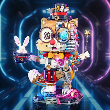 LOZ俐智積木機械松鼠玩具拼裝益智半機械模型擺件發光男女禮物