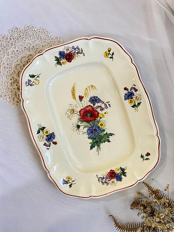 【好日戀物】法國質樸手繪花卉大方盤