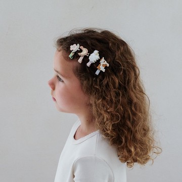 英國Mimi & Lula_AW25_夢幻王國_農場動物迷你髮夾8入