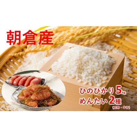 ふるさと納税 朝ごはんセット ひのひかり 5kgとめんたい 自慢の2品（辛子明太子切子500g・昆布明太子500g） 福岡県朝倉市