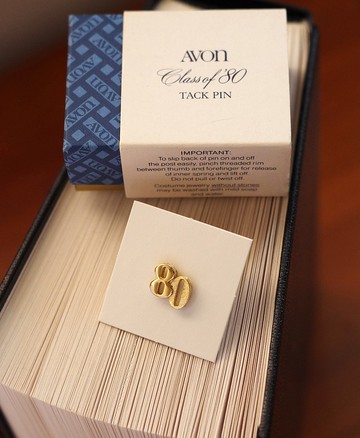 老又好古董珠寶 Vintage 金色1980 80數字別針 1979 Avon B700