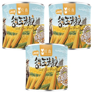 Lovee Warm 悅鑫 甜玉米粒罐頭  340g  3個