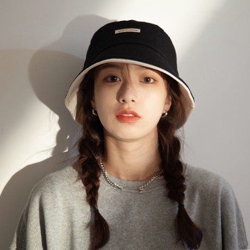 帽子女日系百搭街頭雙帽檐字母漁夫帽女休閑韓版個性盆帽男遮陽帽