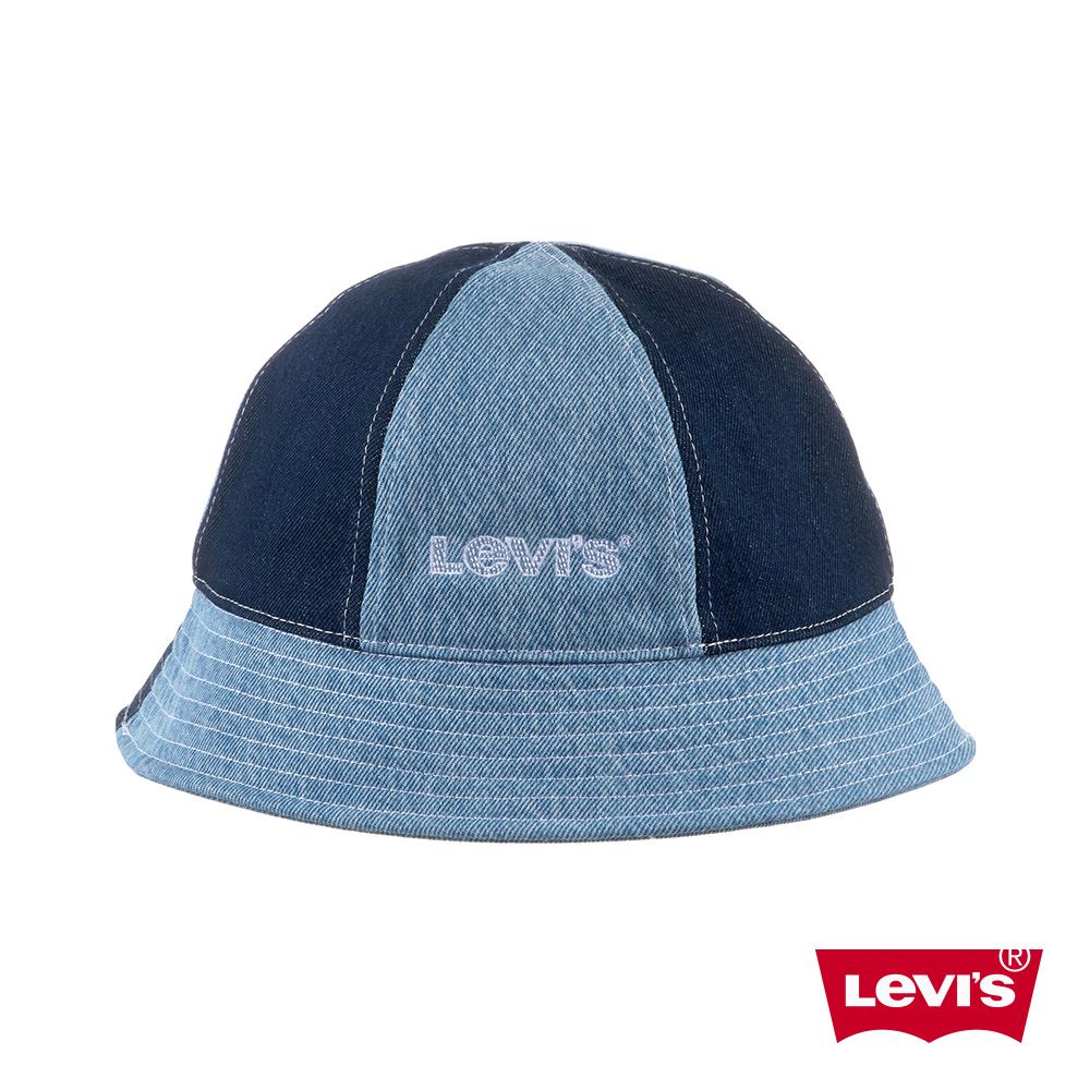 Levis 男女同款 丹寧拼接漁夫帽 / 刺繡Logo布章-人氣新品