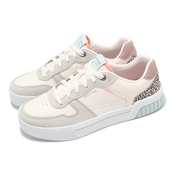 Skechers 休閒鞋 Jade-Feline Instinct 女鞋 米白 豹紋 麂皮 板鞋 185091NTMT