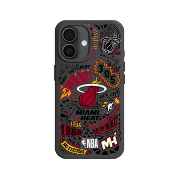 iPhone 16 SolidX 黑 - NBA - 塗鴉系列-邁阿密熱火 Miami Heat - Graffiti