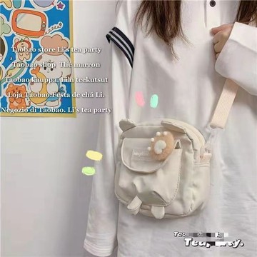 斜挎包🎀 韓版ins日系原宿可愛古著感少女花斜跨可愛單肩包軟妹學生小包包