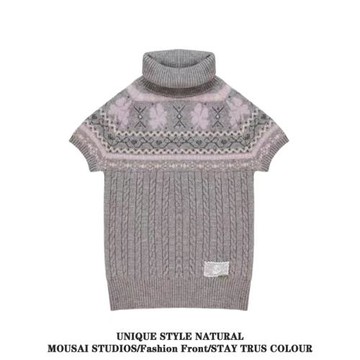 費爾島半高領針織短袖收腰修身顯瘦女秋冬百搭學院風小眾上衣