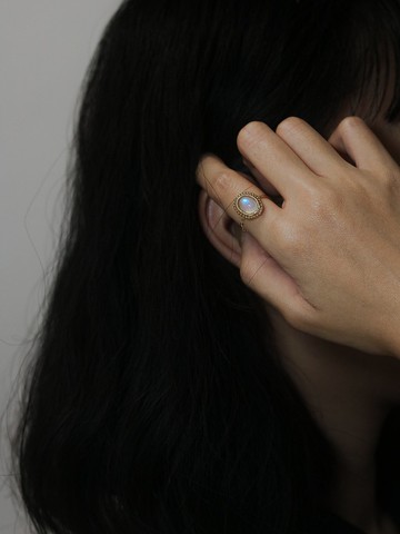 【浮光躍金系列-戒子】 美國14K注金手工繞線月光石戒子