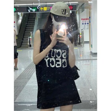 夏天背心吊帶性感純棉睡裙女休閑字母可外穿家居服全棉學生睡衣潮