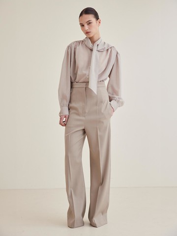 Sylvites High - Waist Virgin Wool Pants - Beige