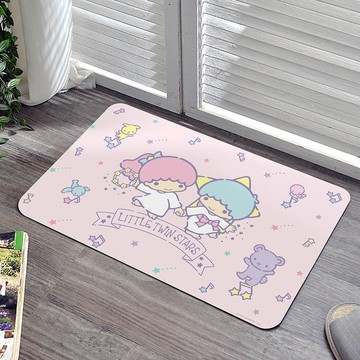 義大利Fancy Belle《Sanrio-雙星仙子開心音符》抗菌可水洗軟式珪藻土強效吸水地墊 60*39CM