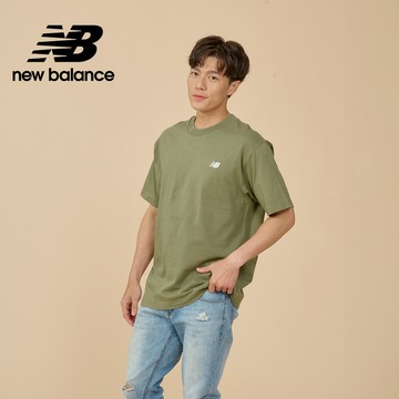 【New Balance】NB 圓領短袖上衣_男性_軍綠色_MT41509DEK