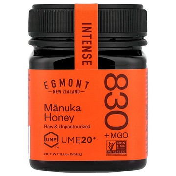 Egmont Honey, 麥盧卡蜂蜜，原始未巴氏除菌，UMF™ 20+，MGO 830+，8.8 盎司（250 克）