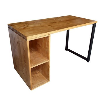 鐵木單邊金屬口字腳書桌 CUA032