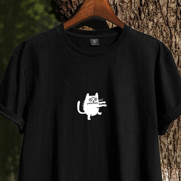 S~XL KUSO殭屍貓 純棉 短T 情侶T【Y1396】台灣製造 情侶裝 短袖T恤 男女可穿 快速出貨不用等