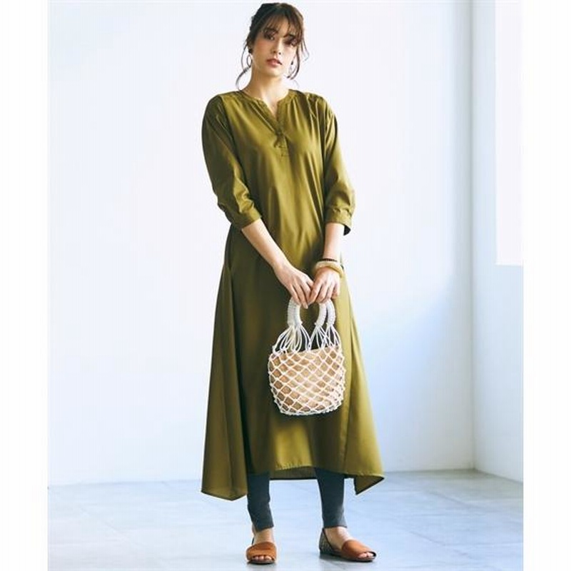 【美品】NOMA t.d.　2WAY 総柄シャツワンピース バンドカラー マキシ 美品】NOMA t.d. 2WAY 総柄シャツワンピース バンドカラー